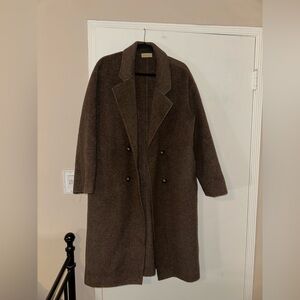 Ports Brown Double-Breasted Wool Cashmere Coat size Small